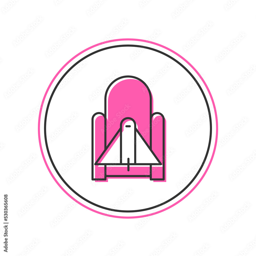 Aufkleber filled outline rocket launch from the spaceport icon isolated on white background. launch rocket in 