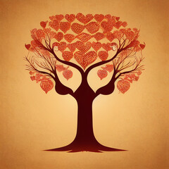 Love tree with root logo template