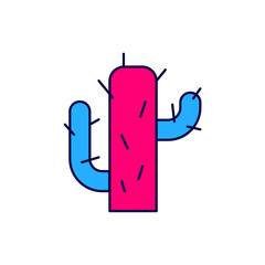 Filled outline Cactus icon isolated on white background. Vector