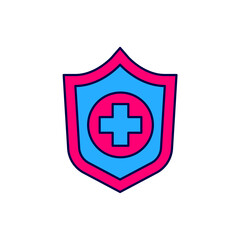 Filled outline Life insurance in hand icon isolated on white background. Security, safety, protection, protect concept. Vector