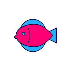 Filled outline Fish icon isolated on white background. Vector