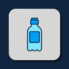 Filled outline Bottle of water icon isolated on blue background. Soda aqua drink sign. Vector