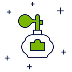 Filled outline Aftershave bottle with atomizer icon isolated on white background. Cologne spray icon. Male perfume bottle. Vector