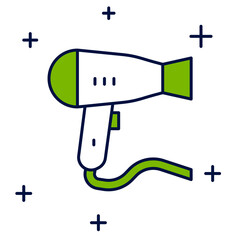 Filled outline Hair dryer icon isolated on white background. Hairdryer sign. Hair drying symbol. Blowing hot air. Vector