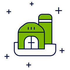 Filled outline Farm house icon isolated on white background. Vector