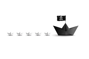 Pirate boat copyright intellectual property. cartoon banner