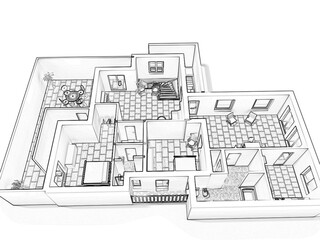 3d floor plan illustration. 3d Floor plan. Floorplans. Home floor plan top view.	