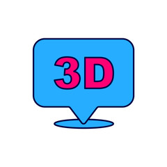 Filled outline 3D word icon isolated on white background. Vector