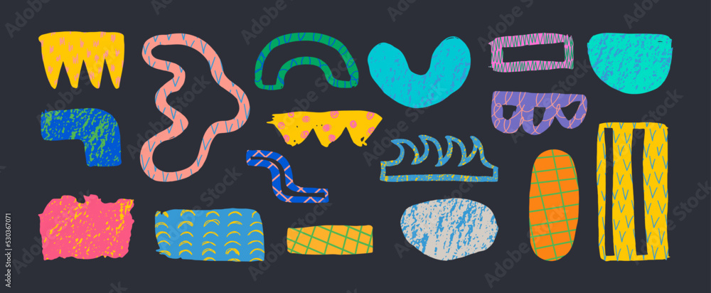 Poster abstract shapes with grunge textures. grunge doodles, elements and shapes. grunge abstract shapes fo