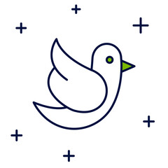 Filled outline Dove icon isolated on white background. Vector