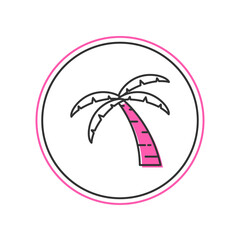 Filled outline Tropical palm tree icon isolated on white background. Coconut palm tree. Vector