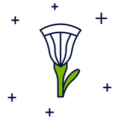 Filled outline Egyptian lotus icon isolated on white background. Vector