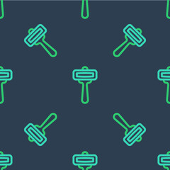 Line Shaving razor icon isolated seamless pattern on blue background. Vector