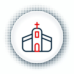 Line Church building icon isolated on white background. Christian Church. Religion of church. Colorful outline concept. Vector