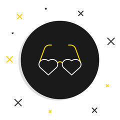 Line Heart shaped love glasses icon isolated on white background. Suitable for Valentine day card design. Colorful outline concept. Vector
