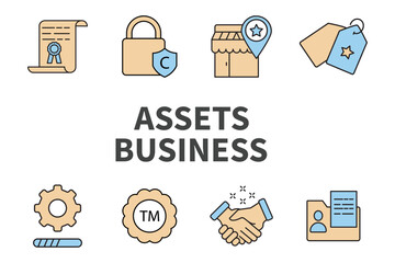 assets business icons set . assets business pack symbol vector elements for infographic web