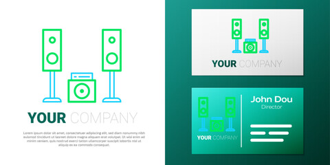 Line Home stereo with two speaker s icon isolated on white background. Music system. Colorful outline concept. Vector
