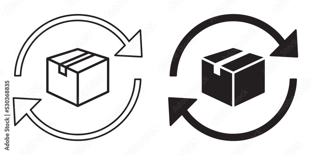Aufkleber ofvs125 outlinefilledvectorsign ofvs - closed cardboard box with circle arrow vector icon . environm