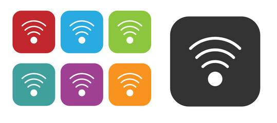 Black Wi-Fi wireless internet network symbol icon isolated on white background. Set icons colorful. Vector