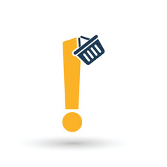 Exclamation Mark and Shopping Cart Logo Design