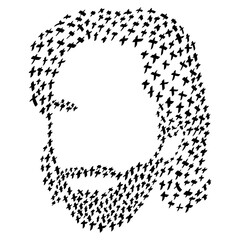 The image of the Lord Jesus from the crosses, Christian symbols, black pattern on a white background