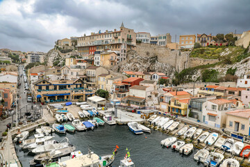 Downtown Marseille, France : Vallon des Auffes cove and harbor