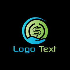 A coin holding hand vector logo template