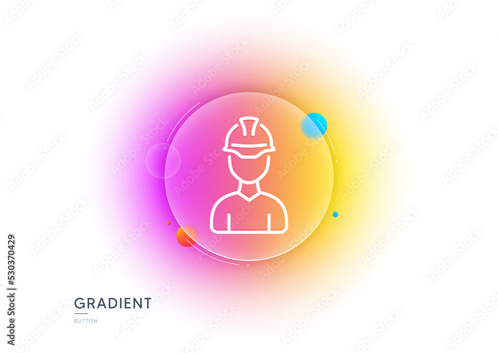 Poster foreman line icon. gradient blur button with glassmorphism. engineer or architect sign. construction