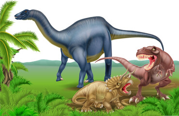 T Rex Triceratops and Diplodocus © Christos Georghiou