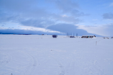 Winter in Iceland countryside Thingvellir
