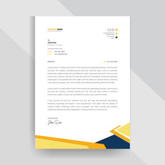 Clean Corporate letterhead Design Template, Yellow and Blue Fully Editable Professional Letterhead