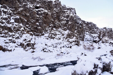 Winter in Iceland countryside Thingvellir