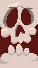Naklejka premium Grim reaper cartoon character isolated on a white background. Cute death character in black hood. Skull face avatar