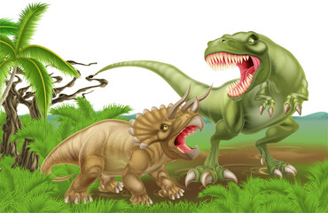 T Rex Triceratops Dinosaur Fight Scene © Christos Georghiou