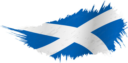 Obraz premium Flag of Scotland in grunge style with waving effect.
