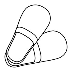 doodle black and white icon indoor slippers, sauna slippers