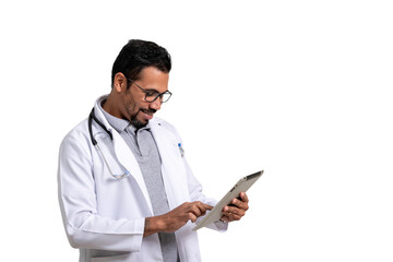 Doctor holds digital tablet. Diagnosis and modern technology, online consultation