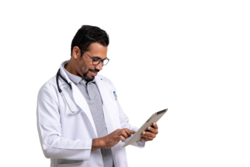 Doctor holds digital tablet. Diagnosis and modern technology, online consultation