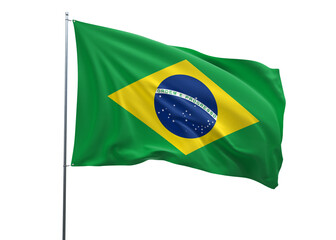 Brazil Flag 3d illustration of the waving national flag with a white isolated background