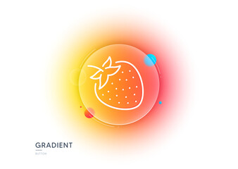 Strawberry line icon. Gradient blur button with glassmorphism. Fruit food sign. Diet nutrition symbol. Transparent glass design. Strawberry line icon. Vector