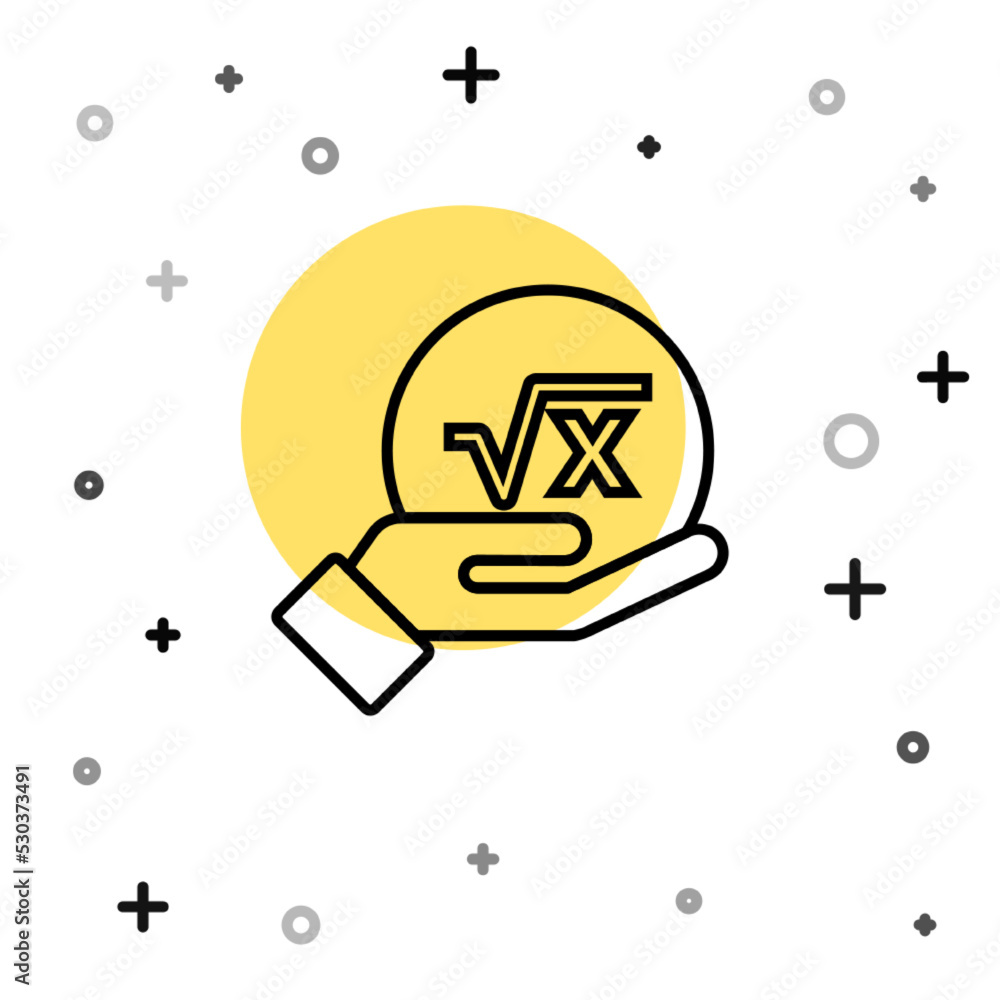 Poster black line square root of x glyph icon isolated on white background. mathematical expression. random