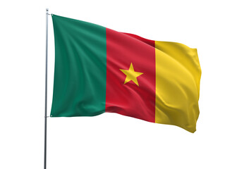 Fototapeta na wymiar Cameroon Flag 3d illustration, Waving Flag Cameroon, Cameroon National Flag with a white isolated background
