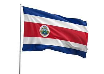 Costa Rica Waving Flag, 3d Flag illustration, Costa Rica National Flag with a white isolated background