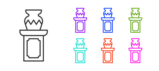 Black line Auction ancient vase icon isolated on white background. Auction bidding. Sale and buyers. Set icons colorful. Vector