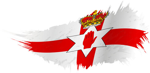 Flag of Northern Ireland in grunge style with waving effect.