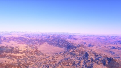 landscape on planet Mars, scenic desert scene on the red planet
