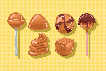 set of candies caramel