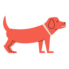 Red dog. Cartoon illustration isolated on transparent background.
