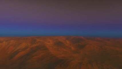 landscape on planet Mars, scenic desert scene on the red planet
