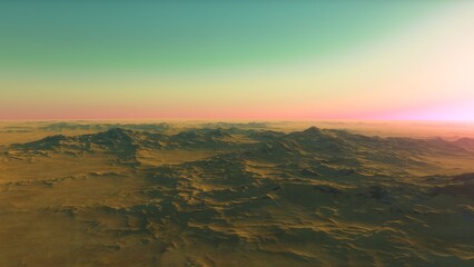 landscape on planet Mars, scenic desert scene on the red planet
